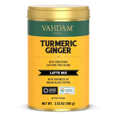 VAHDAM Golden Milk Powder in a jar, ready to brew a cozy latte.