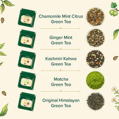 VAHDAM Himalayan green tea varieties showcase bright, grassy notes.