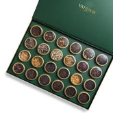 VAHDAM luxury tea gift set with 24 varieties in elegant tin caddies for gifting
