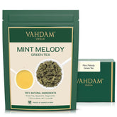 VAHDAM Mint Melody Green Tea loose leaves ready for a calming evening cup