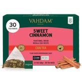 VAHDAM Sweet Cinnamon Tea pyramid bags for a rich, convenient infusion.