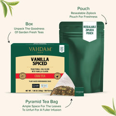 VAHDAM Vanilla Spiced Chai steeping cup releasing warm aroma
