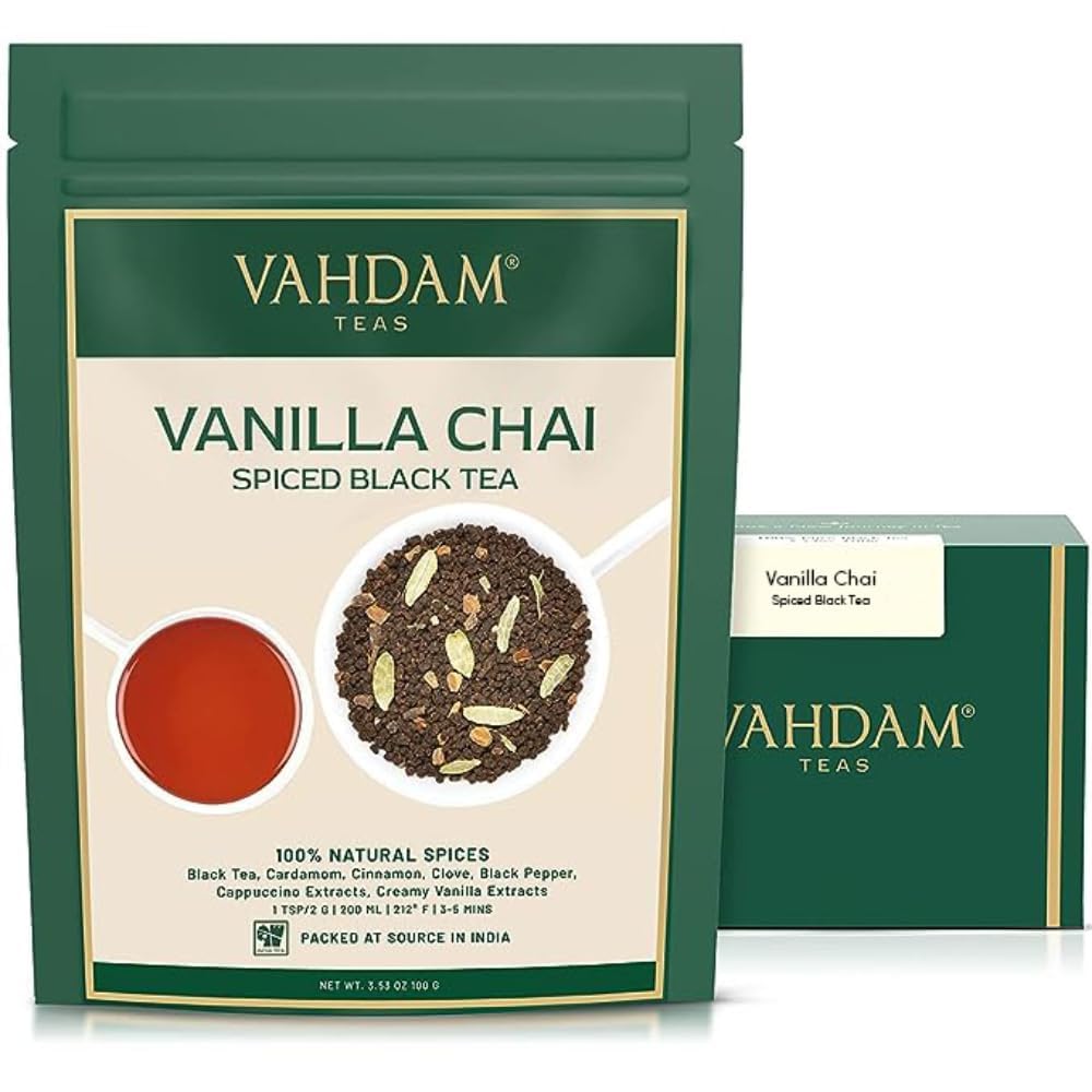 VAHDAM vanilla spiced masala chai loose leaf close up for robust flavor