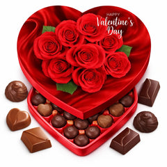 Valentine Day Chocolate Heart Gift Box with rose design, ideal for gifting.