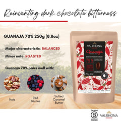 Valrhona Guanaja easy-melt discs speed tempering for silky ganache.
