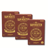 Van Houten Dutched Cocoa box shows deep color for rich brownies and desserts.
