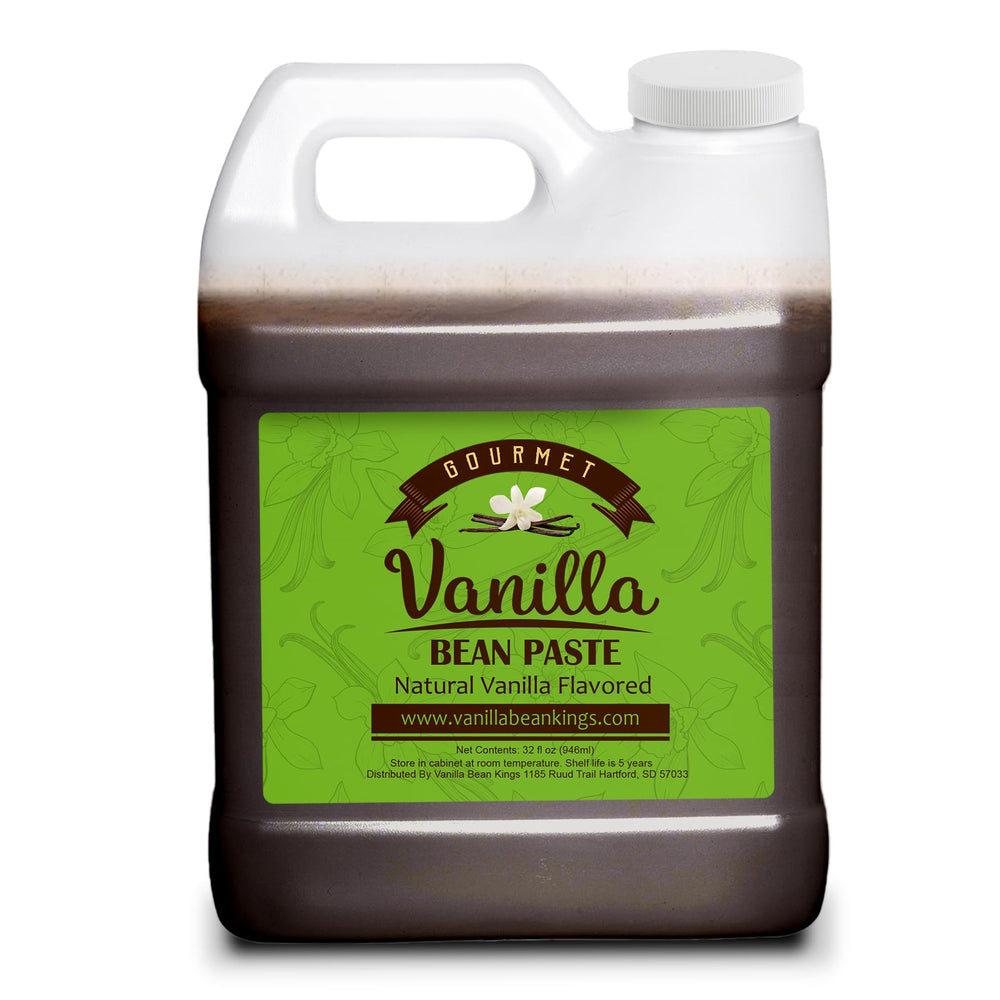 Vanilla Bean Kings paste bottle with real seeds for rich batter flavor.