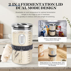 Vedalio sourdough jar with airflow lid supports breathable fermentation and freshness.