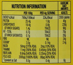 Vegemite 220g jar back nutrition label highlights no added sugar and vegetarian suitability.
