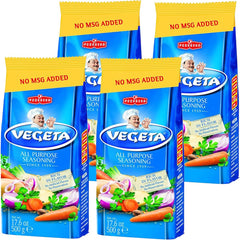 Vegeta gourmet seasoning jar close-up highlights flavor enhancement for vegetables.