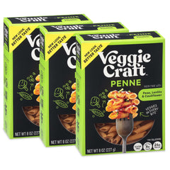 Veggiecraft Farms Penne Pasta pack showing plant-based, gluten-free noodles for quick meals