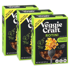 Veggiecraft Farms Rotini pasta packaging hero displaying brand and product features