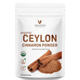 Veloto Organic Ceylon Cinnamon Powder bag closeup, ideal for baking and aroma.