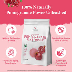 VELOTO pomegranate powder dispensing jar for quick shakes.