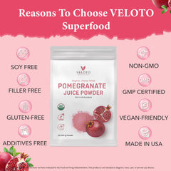 VELOTO pomegranate powder in a smoothie blend provides vibrant color and fruity notes.