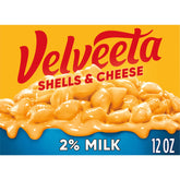 Velveeta Shells and Cheese box with spoon for quick family-friendly dinners.