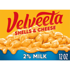 Velveeta Shells and Cheese box with spoon for quick family-friendly dinners.