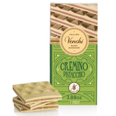 Venchi Pistachio Cremino Bar full view shows three creamy layers