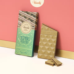 Venchi White Pistachio Gianduja Layer close-up with delicate contrast