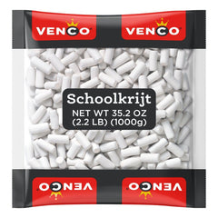 Venco Schoolkrijt mint-coated licorice chalk stick, ideal for sharing.