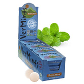Vermints organic peppermint tin travel-size for fresh breath on the go.