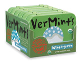 Vermints Wintergreen tin close-up for quick, portable refreshment.