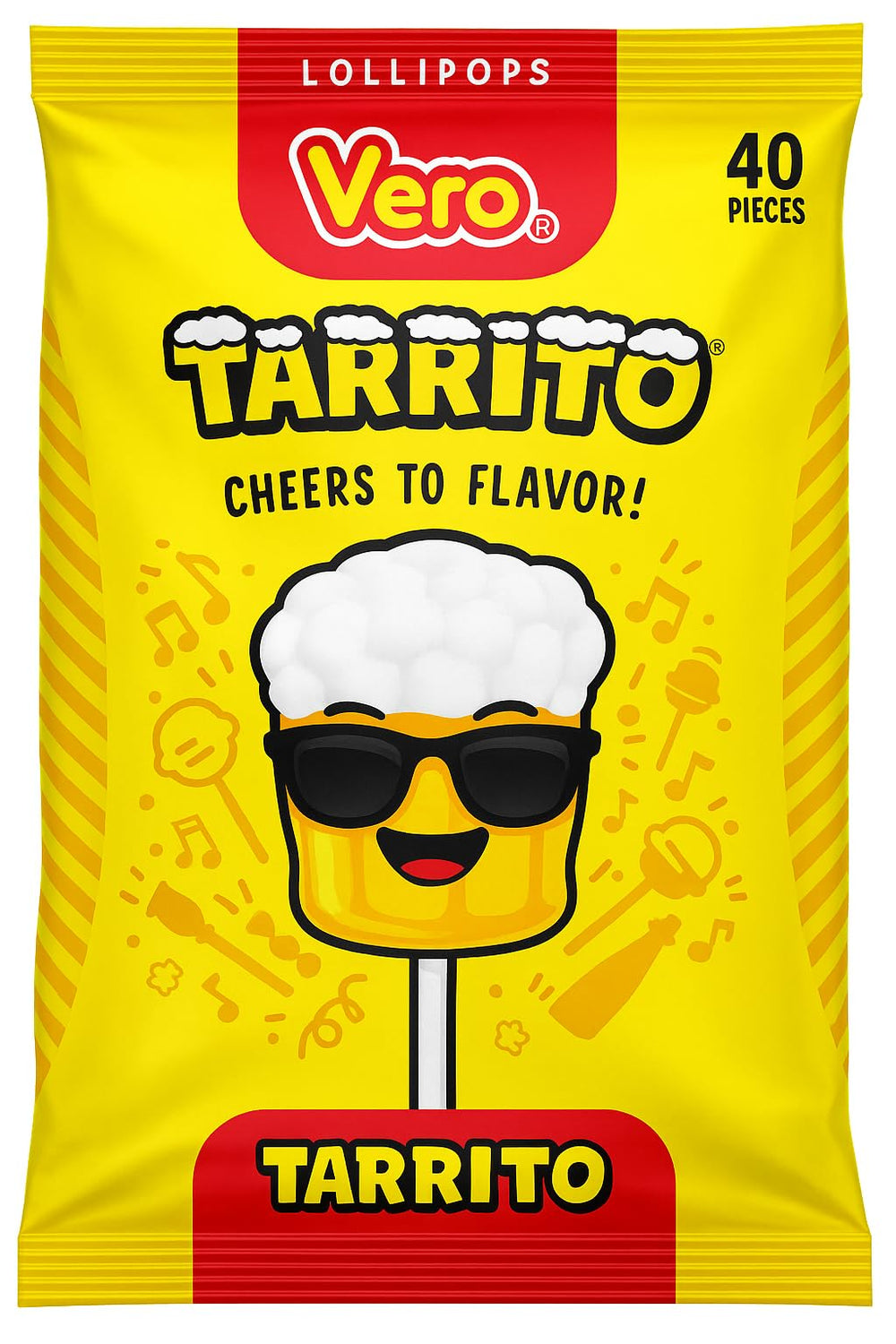 Vero Tarrito fruit lollipops 40-piece pack for tasty on-the-go snacking.