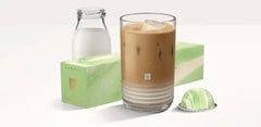 Creamy Vertuo pistachio-vanilla iced coffee ready to enjoy on warm days.
