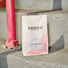 Verve Sermon Blend fresh-roast daily label closeup; preserving aroma for every brew.