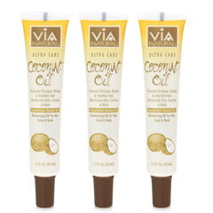 Via Natural Ultra Care Coconut Oil bottle for skin and hair care.