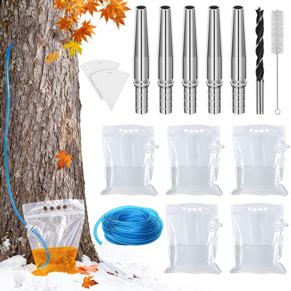 VICAMB stainless steel taps installed on a maple tree for sap collection