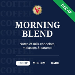 Victor Allen's Decaf Morning Blend box shows convenient 42-count packaging
