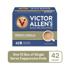 Steam rising from a cup of Victor Allen's French Vanilla cappuccino aroma.