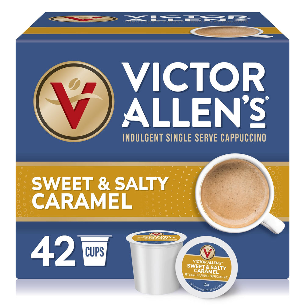 Victor Allen's Sweet & Salty Caramel cappuccino pod ready for home brewing