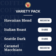 Victor Allen's Kona Blend pod highlighting floral aroma and smooth finish.