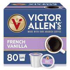 Victor Allen's French Vanilla pods box on shelf for convenient daily brew