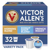 Victor Allen's Variety Pack Morning Blend box close-up showing smooth aroma and light body
