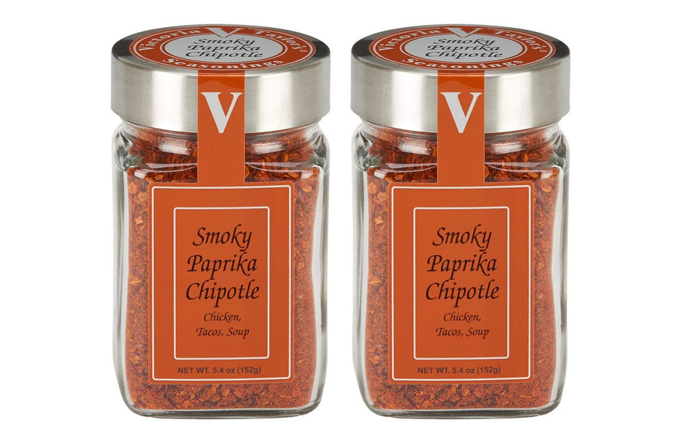 Victoria Taylor's Smoky Paprika Chipotle seasoning bottle front showing packaging and quick flavor boost