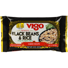 Vigo Authentic Black Beans and Rice packaging promoting quick, easy meals