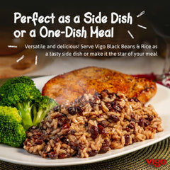 Vigo Authentic Black Beans and Rice plated dish ready for serving