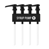 VIGOR PATH 4-pack black syrup pumps for 750ml bottles deliver precise dispensing in busy kitchens.