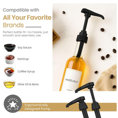 VIGOR PATH Torani-compatible pumps for plastic 750ml bottles enable quick, clean syrup dispensing.
