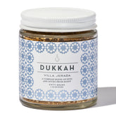 Villa Jerada Dukkah jar front view, premium spice blend for everyday meals.