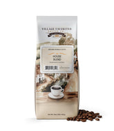 Village Favorites low acid coffee bag showing fresh 1lb packaging for smooth mornings