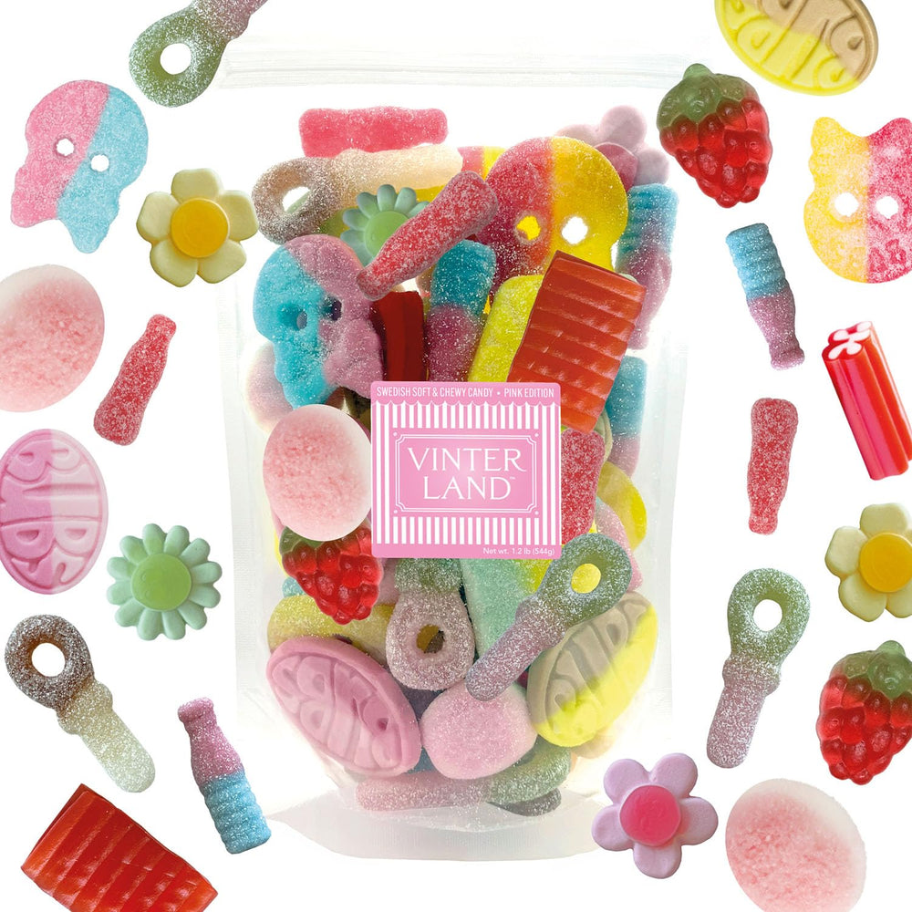 VINTERLAND Swedish Candy Bubs Mix bag showing an assorted gummy collection for sharing