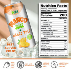 VINUT mango juice being poured into a glass for tropical refreshment