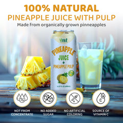 VINUT pineapple juice glass served chilled for refreshing, gluten-free enjoyment.