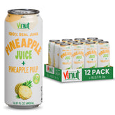 VINUT pineapple juice bottle closeup with real pulp and natural flavor.