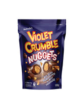 Violet Crumble milk chocolate nuggets 135g pack on a bright surface for shared snacking