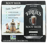Virgil's Root Beer 4-pack cans on shelf showcasing classic packaging